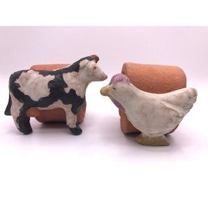 Clay Terra Cotta Napkin Rings with Animal Shapes Set of 6 Farmhouse Rustic Count